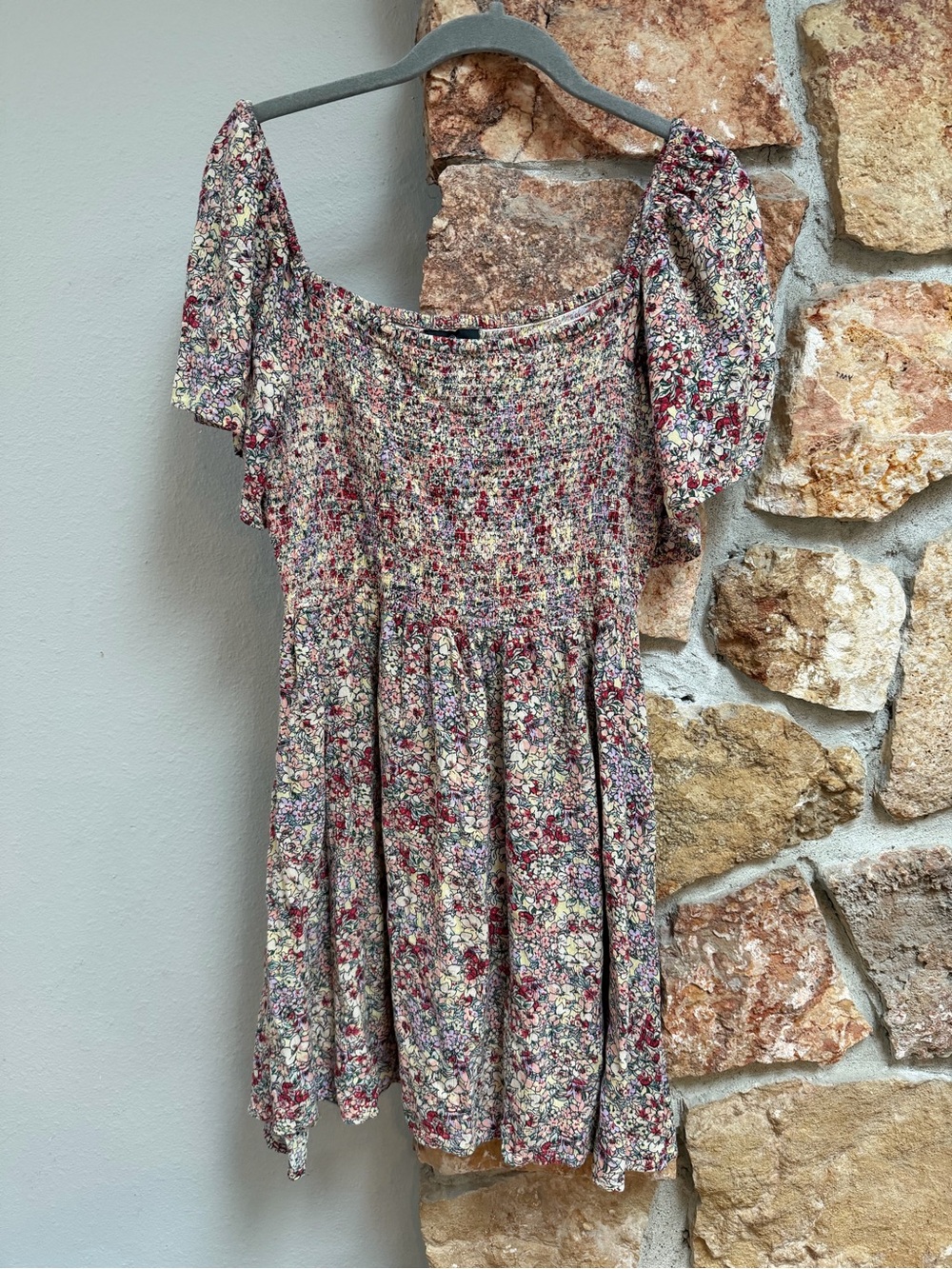 Angie Floral Smocked Mini Dress in Multicolor